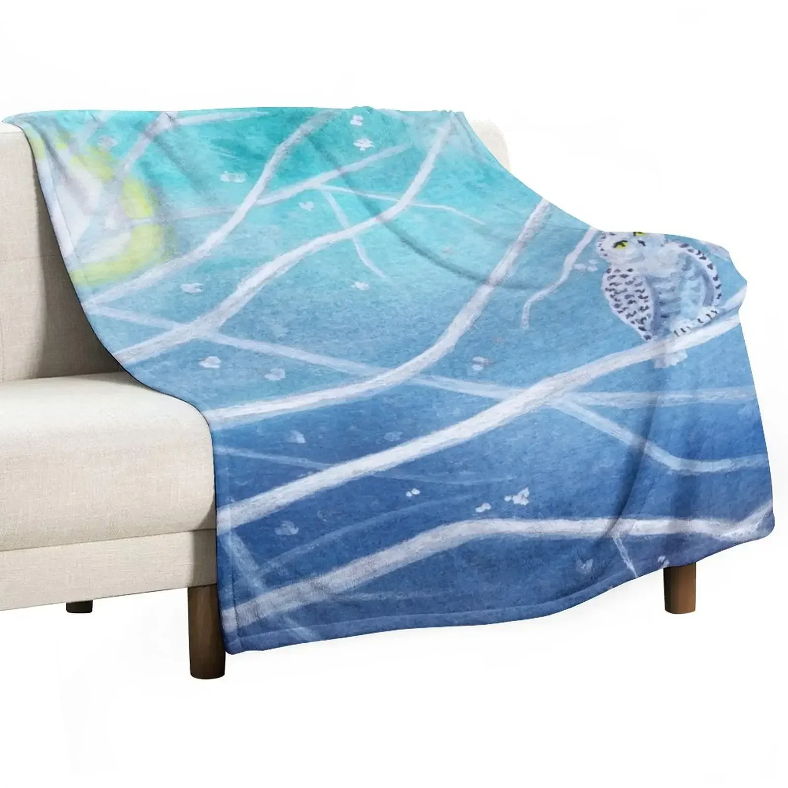 

Snowy Owls On A Branch Throw Blanket Giant Sofa Kid'S Blankets