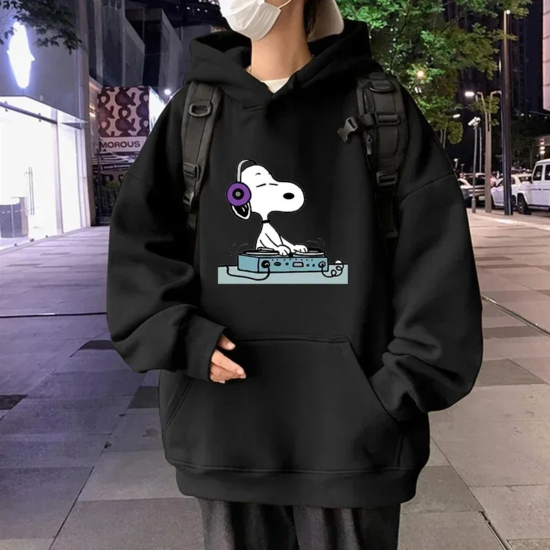 Snoopy Cartoon Printed Men Hoodies Disney Graphics Loose Tops Sweatshirts Male Hip Hop Streetwear Autumn Winter Clothes