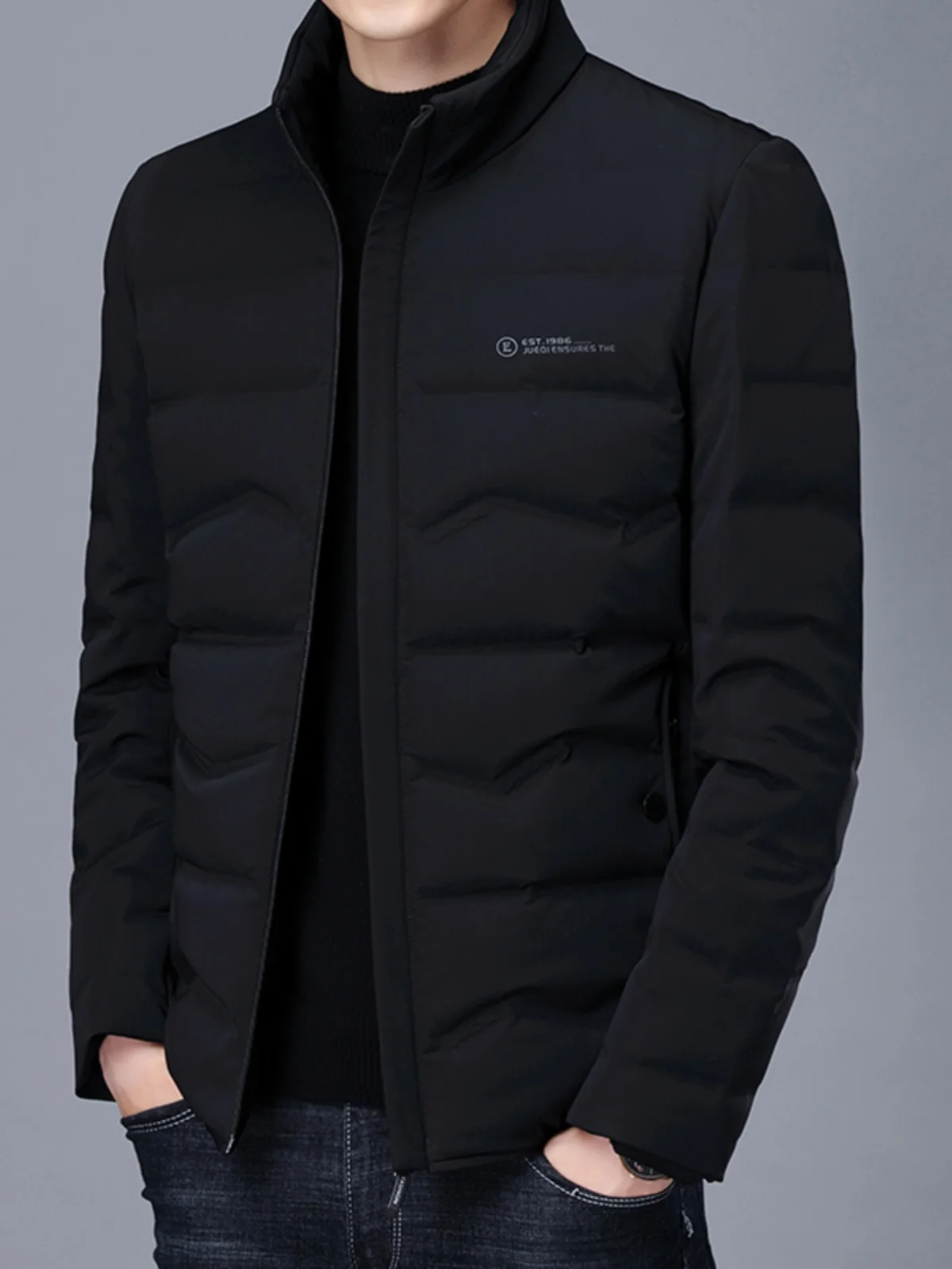 

Мужская пуховая куртка премиум-класса: легкая, теплая, с воротником-стойкой, повседневная, зимняя верхняя одежда, модная, городская, деловая, ветрозащитная