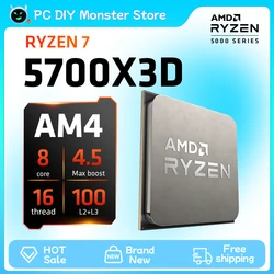 PROCESADOR AMD Ryzen 7 5700X3D para juegos, CPU de 8 núcleos, 16 hilos, 4,1 GHz, 7NM, 100MB, toma de juego, AM4, 2024