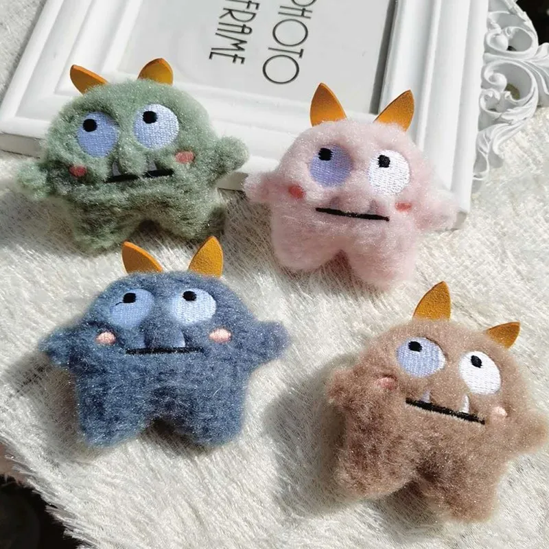 Brooch Pin Japanese Style Cute Plush Monster Charm Accessory for Students Girls Bags Hats Clothing Lightweight Multicolor Soft