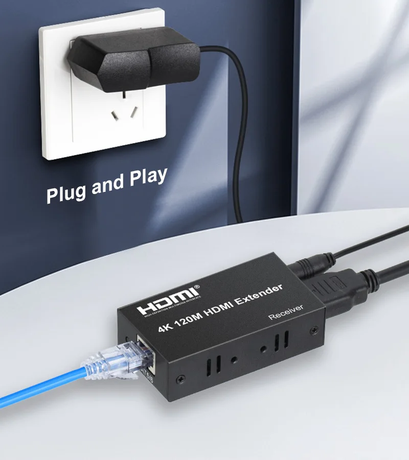 4K 60M 100M 120M HDMI Extender Via RJ45 Cat7 Cat6 Cable Audio Video Converter HDMI Ethernet Transmitter Receiver for PS4 PC TV