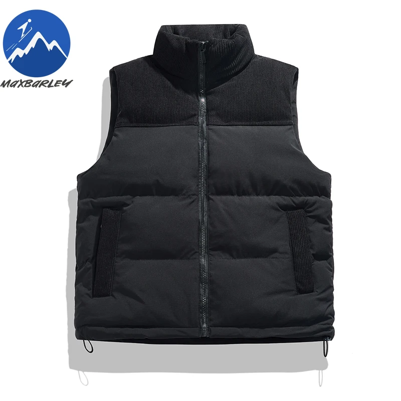Maxbarley Plus Size Male Gilet Corduroy Camping Warm Sleeveless Coat Luxurious Snow Comfort Lightweight Autumn Winter Waistcoat
