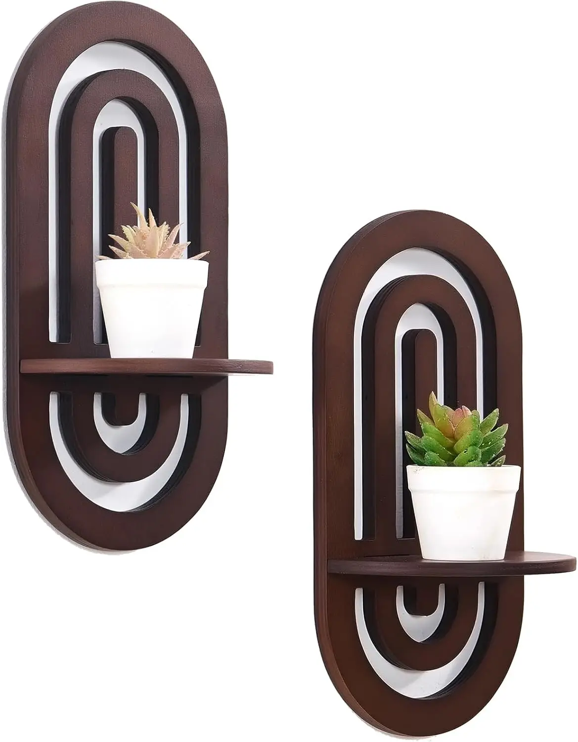 

Boho Decor Wall Floating Shelves with Arched Wood Design, Small Decorative Display Wall Shelf Set of 2 for Bedroom Livi