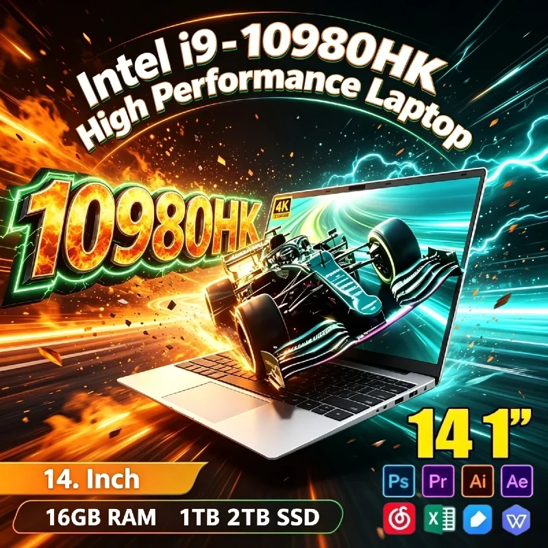 Intel i9 10980HK Gaming Laptop 14.1 Inch 16GB RAM 1TB 2TB SSD 1920x1080 HD Windows Notebook PC Gamer 2026 Max Pro