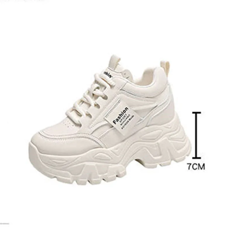 New Fashion Platform Sneakers Internal Height Increasing 8cm White Sneakers Women Casual Shoes Zapatos De Mujer Tendencia 2025 view 5