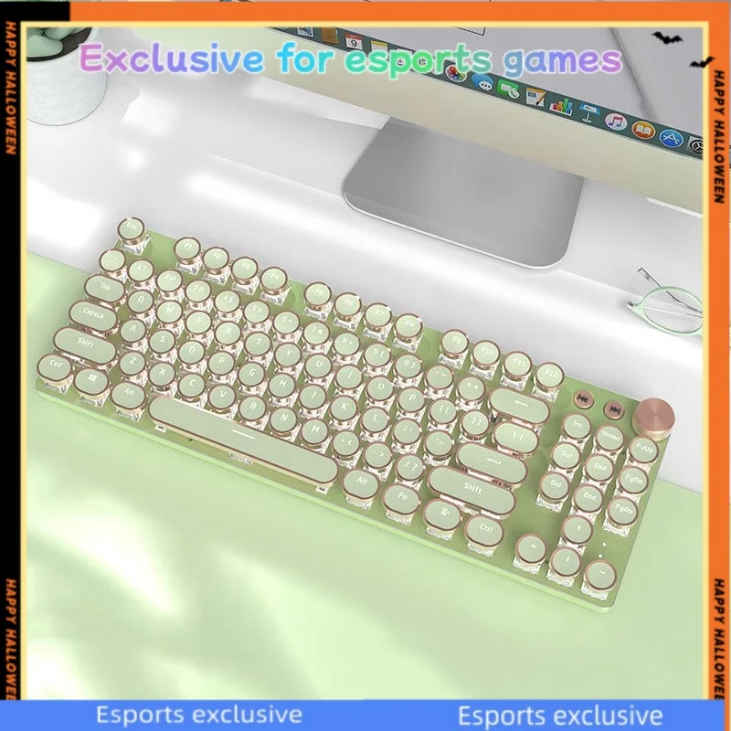 

Mechanical Keyboard Steampunk Key Cap Wired Computer Girl Office Game Cute Variety Of Light Effect Volume Knobs