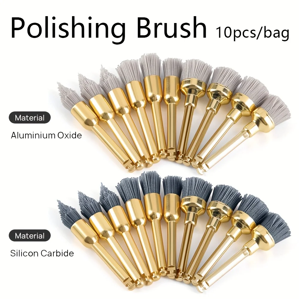 10Pcs Alumina & Silicon Carbide Polishing Bowl Flat Brushes, Copper Handle, Low-Speed Grinder for Jewelry Jade Porcelain Plaster
