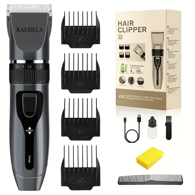Electric Hair Clipper USB Rechargeable Men Hair Trimmer Adjustable Cutting Length Low Noise Home Haircut Shaver