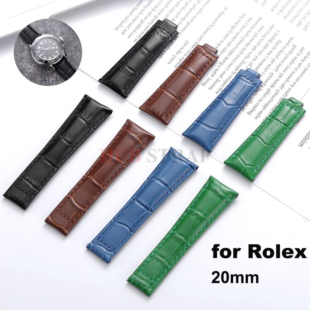 Watchband for Rolex SUBMARINER Water Ghost DAYTONA GMT Cowhide Grain Calfskin Men Women Waterproof Strap Watch Accessories 20mm