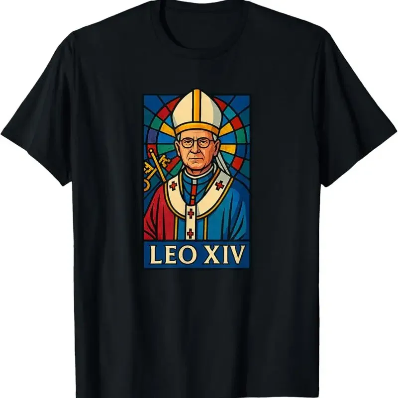 Pope Leo Xiv Christian Rome Vatican Stained Glass T Shirt