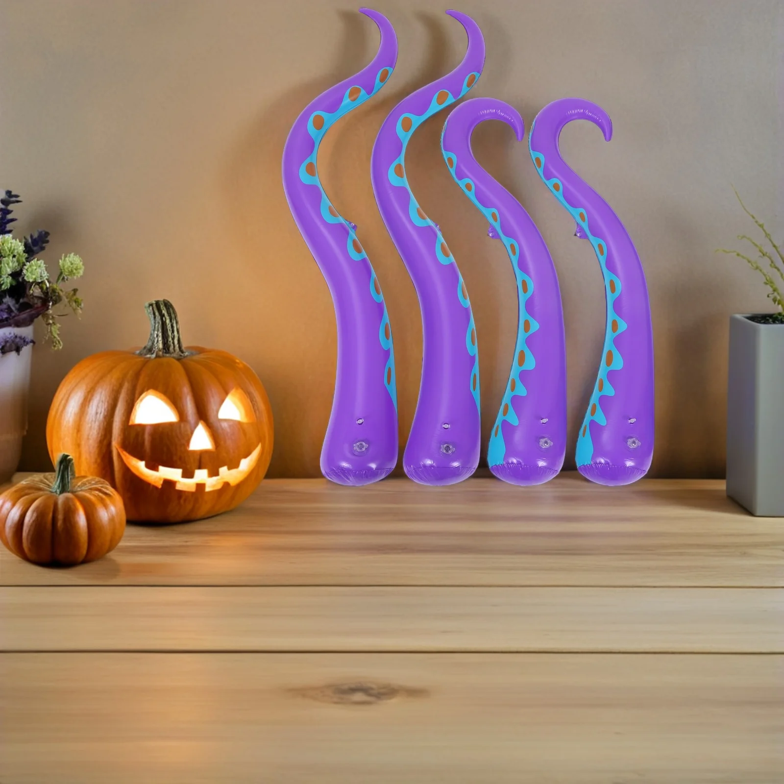 4 قطعة مخالب الأخطبوط القابلة للنفخ لوازم حفلات الهالوين تفجير نافذة الزينة قابلة لإعادة الاستخدام المحيط موضوع نافذة الزينة #6