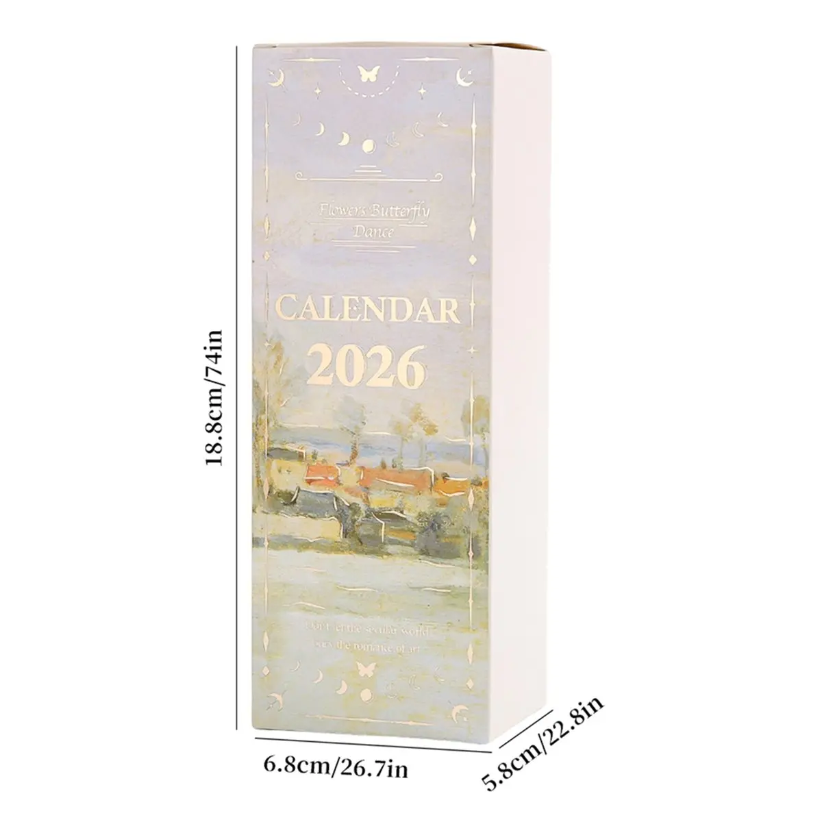 Desk Calendar with Binding 365 Days Vintage Oil Painting Inspirational Quotes One-Way Page Turn Daily Planner