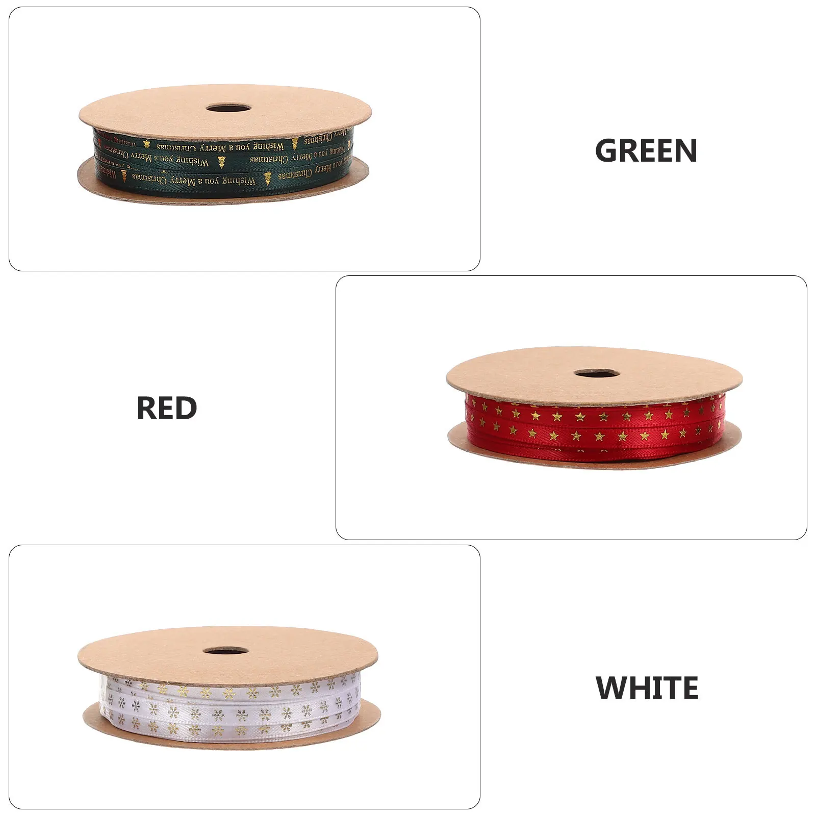 

3 Rolls Ribbon Decorative Polyester Wear-Resistant Christmas Ribbon for Gift Wrapping DIY Xmas Tree Gift Box Bow Making