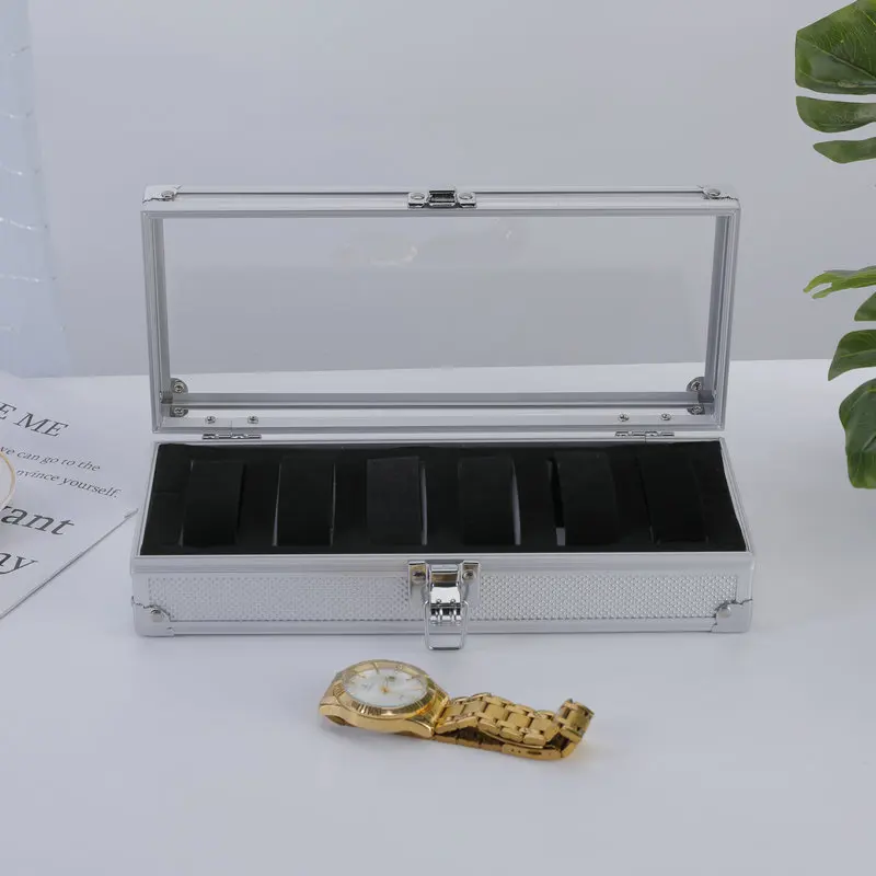 アクリル時計ディスプレイボックス,6ポジション,アルミニウム合金,製品包装,プロモーション,卸売