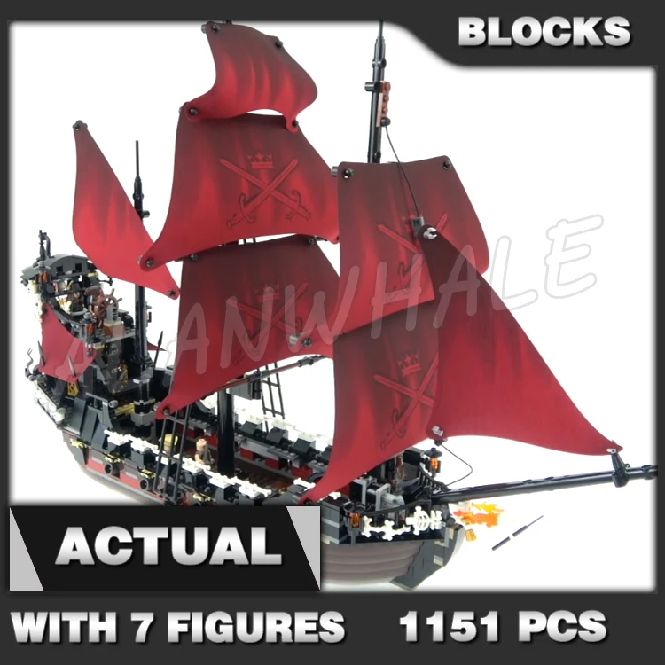 

1151pcs Pirates of the Caribbean Queen Anne's Revenge Large Sails Ship Captain 16009 Building Block Toy Compatible With Model