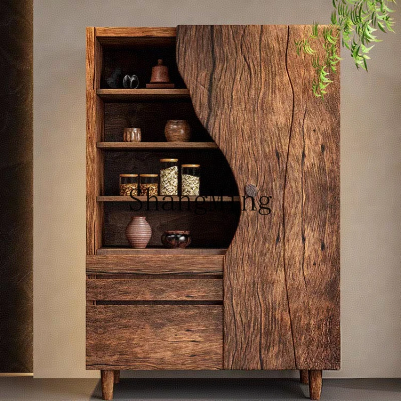 

FG solid wood medieval style tea room B & B wine side cabinet weathered old elm tea cabinet