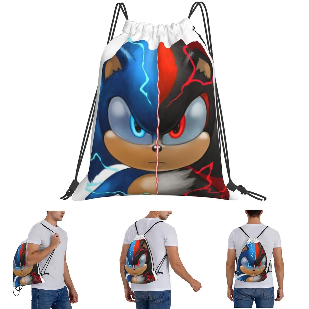 Sonic Shadow Backpacks Multi-function Drawstring Bags Sports Bag Book Bags for Travel Students