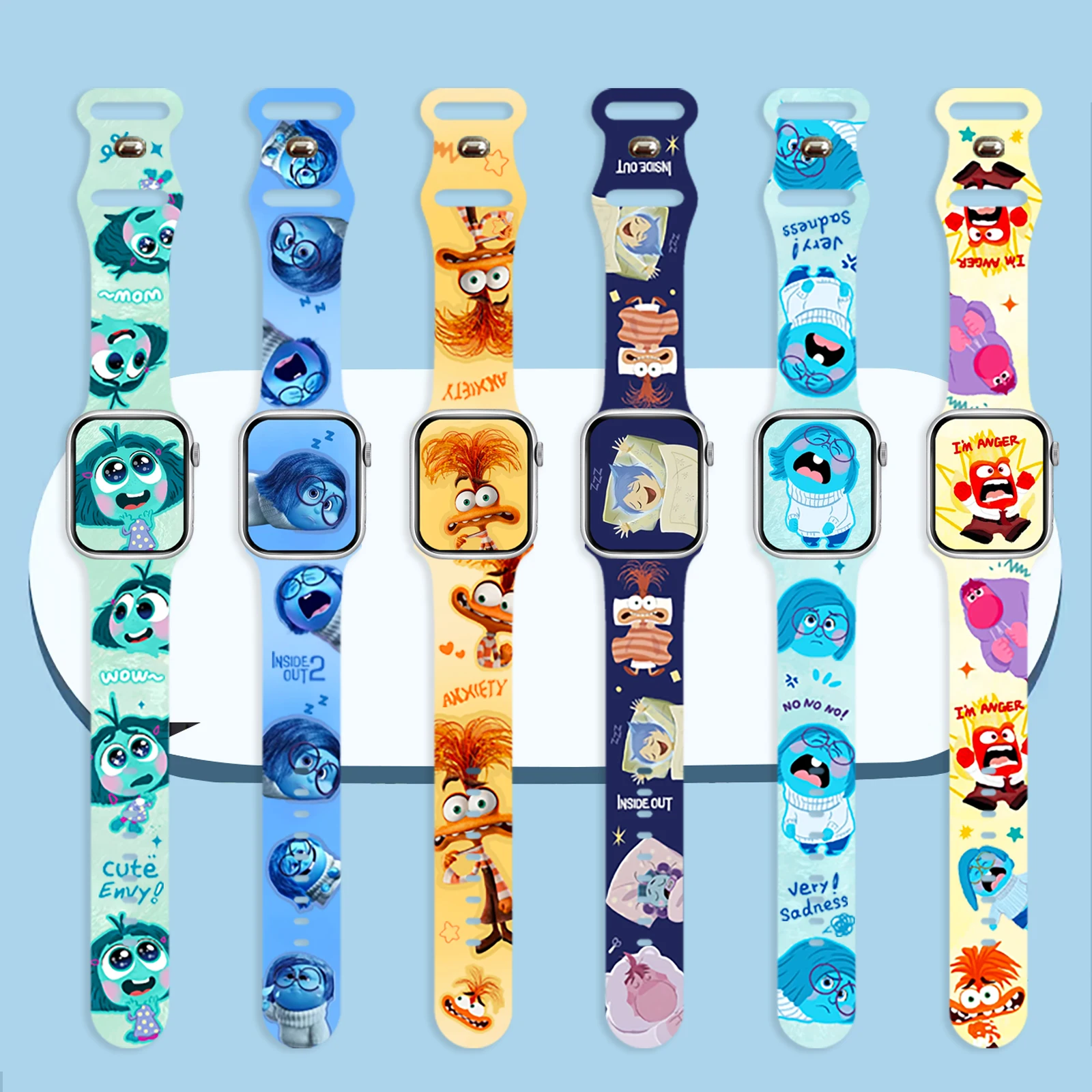 

Inside Out Print Strap for iWatch11 10 9 8 Silicone Band Replaceable Bracelet for Apple Watch 46mm 44mm 42mm 41mm 38mm Watchband