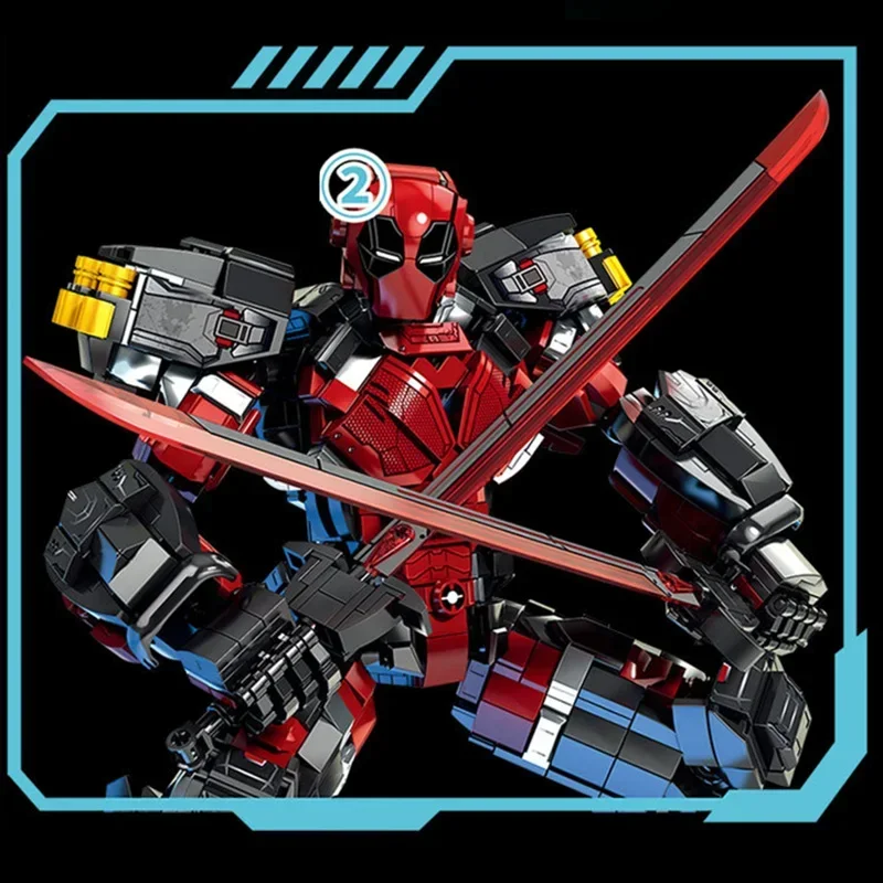 Miniso Marvel Deadpool Armor Battle Mecha Superheroes Avengers Robot Figure Building Brick Block Gift Boys Set Toy