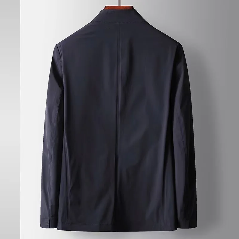 026 Spring and Autumn New men's Standing Collar Seamless Pressed Rubber Jacket, Light Luxury Business Casual Thin Jacket