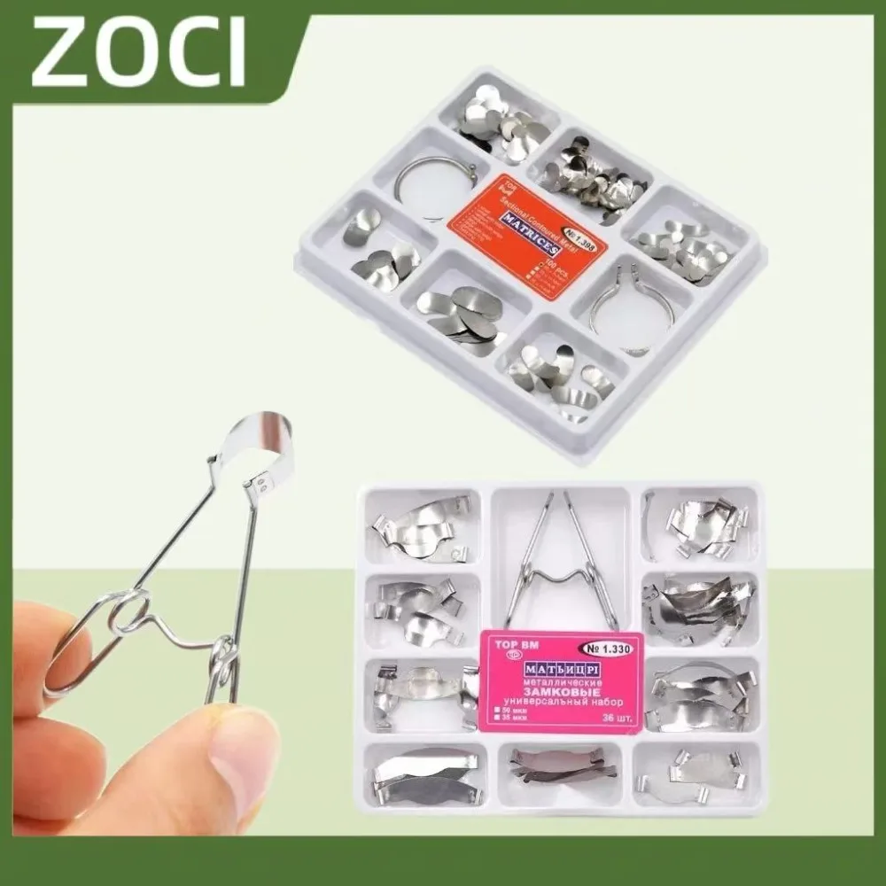 

AG 100 Pcs Dental Sectional Matrix Contoured System Metal Dentistry Resin Clamping Seperating Ring Autoclavable Dental