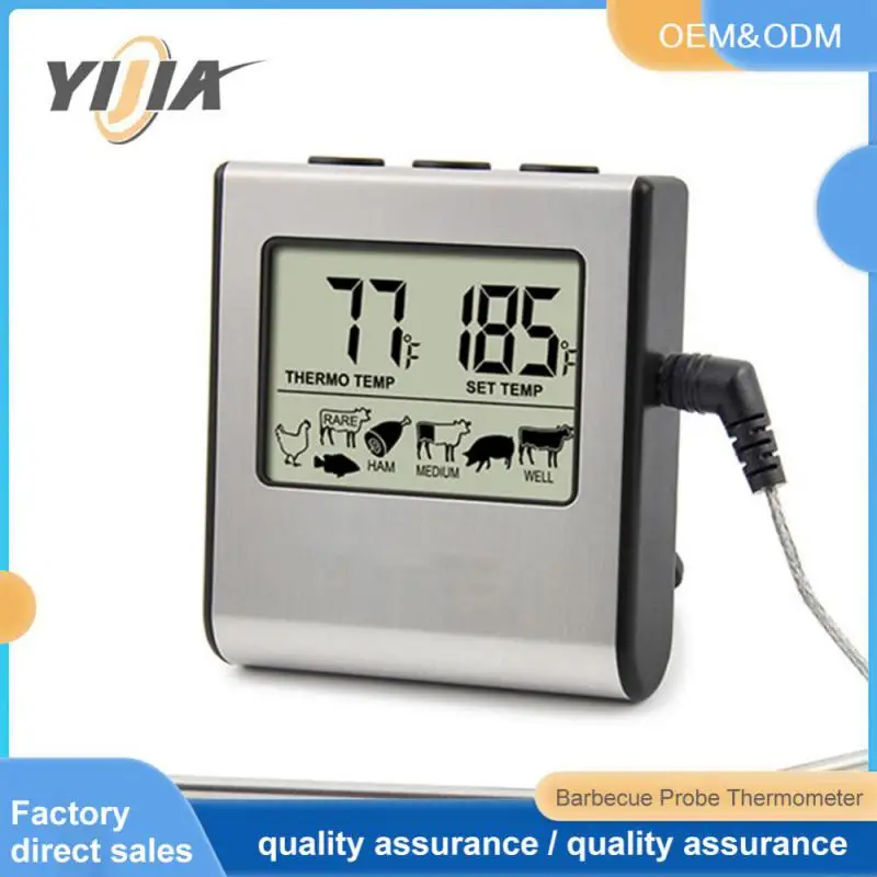 Digital Remote Wireless Food Kitchen Oven Thermometer Probe For BBQ Grill Oven Meat Timer Temperature Manually Set