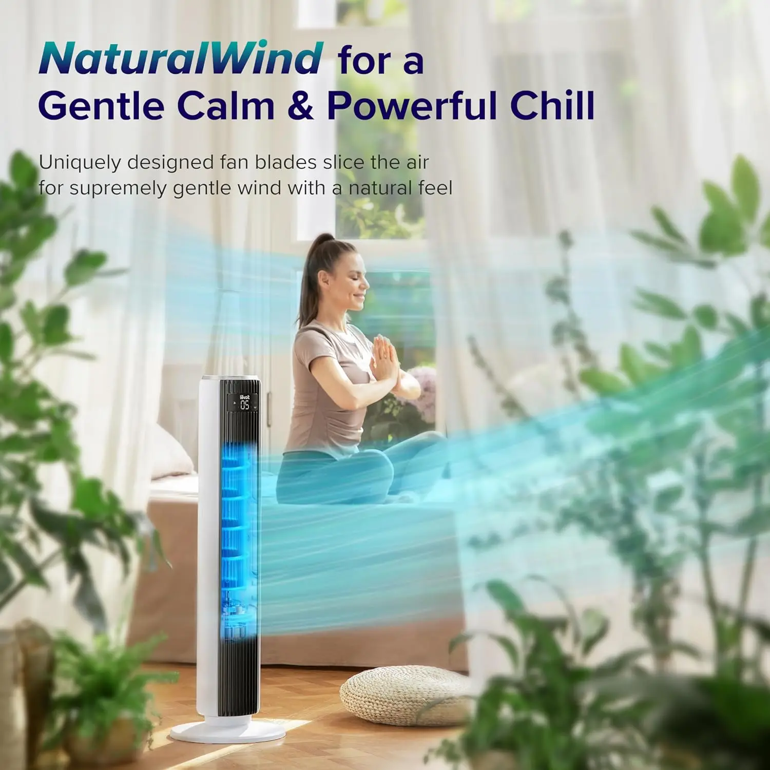 

Tower Fan for Bedroom, 25ft/s Standing Fans that Blow Cold Air for Home, Floor Fan 90° Oscillating for Indoors, 28dB Quie