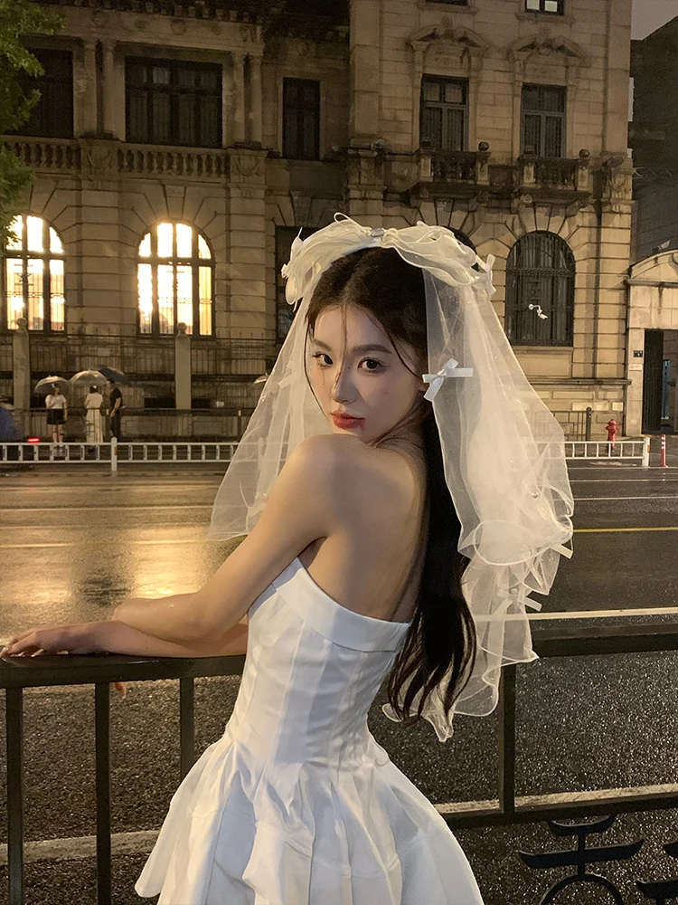 

Bride loween Wedding Veil Bla White Knot Headwear License Appliion Hair Accories for Women