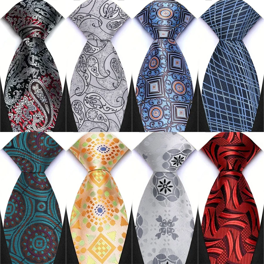 Neue Herren-Krawatte mit klassischem Blumenmuster, 8 cm, luxuriöse Streifen, karierte Jacquard-Krawatte für Business, Hochzeit, Abschlussball, Alltag, Accessoire, Geschenk