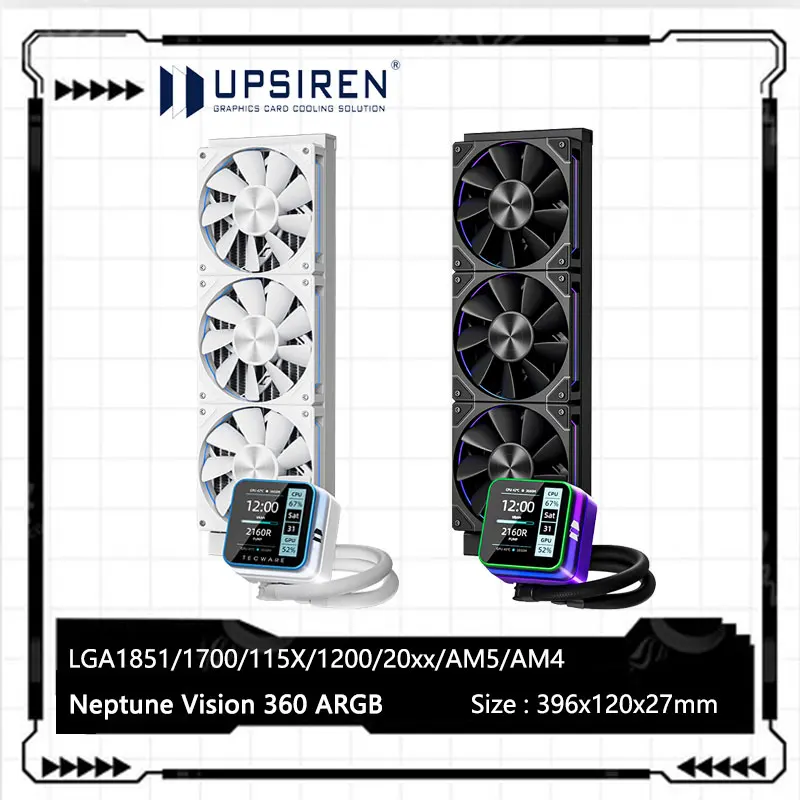 

Универсальный радиатор водяного охлаждения USIREN Neptune Vision 360 ARGB, цифровой ЖК-дисплей 2,8 дюйма/поддержка LGA1851/1700/115X/AM5