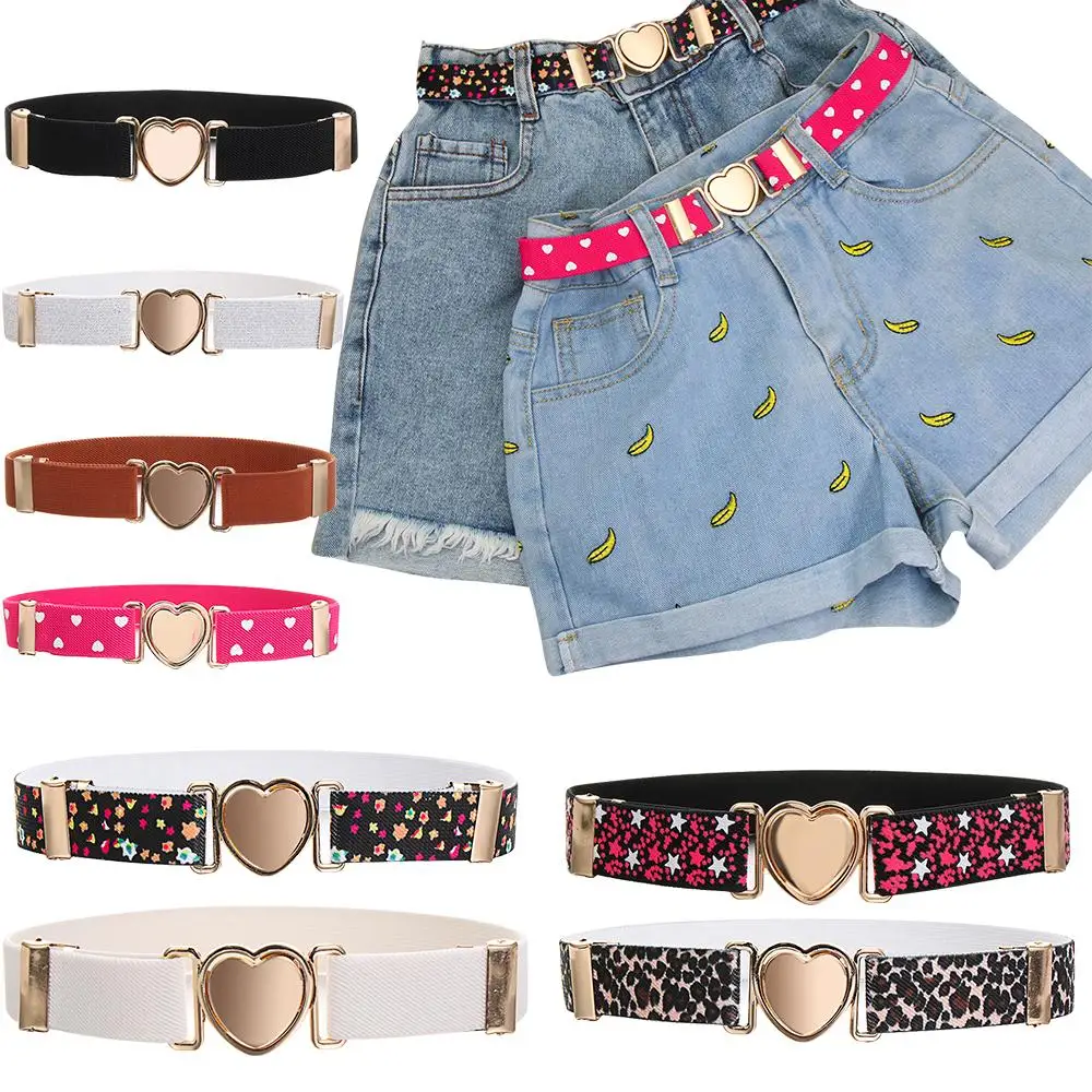 

Fashion Stretch Heart Belt Kids Elastic Belts Dresses Girls Waist Belt