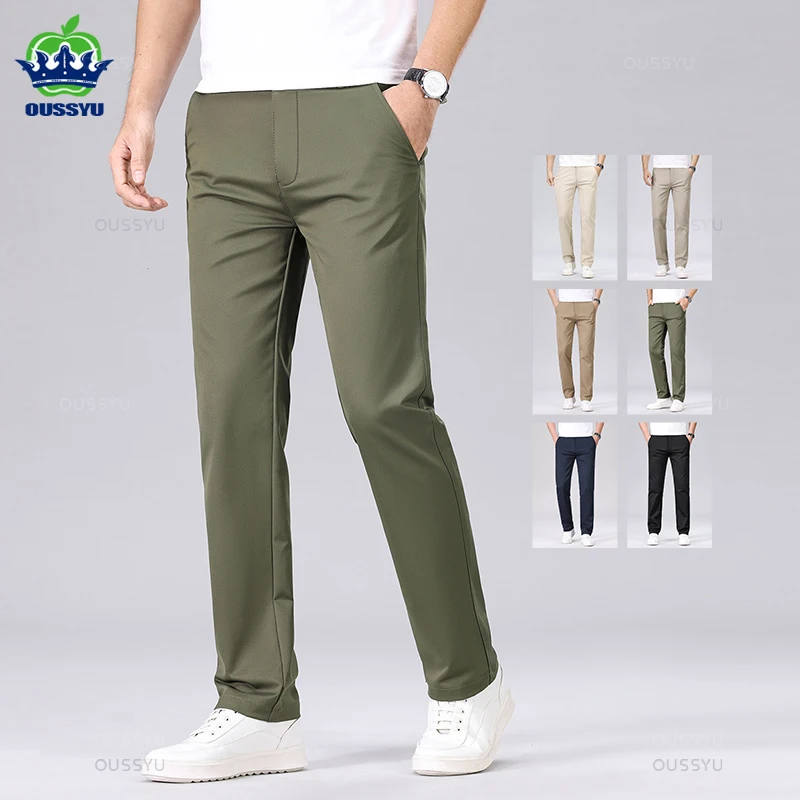 2024 New Spring High Quality Men's Straight Suit Pants Business Fashion Solid Color Casual Formal Trousers Male Plus Size 38 40