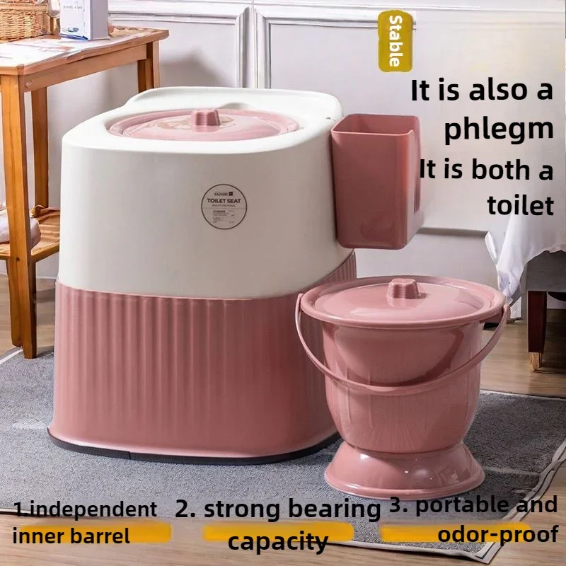 Excellent Portable Toilet Toilet Simple Elderly Adult Children's Bedroom Can Sit At Night with A Potty Cover Non-slip Easy To In