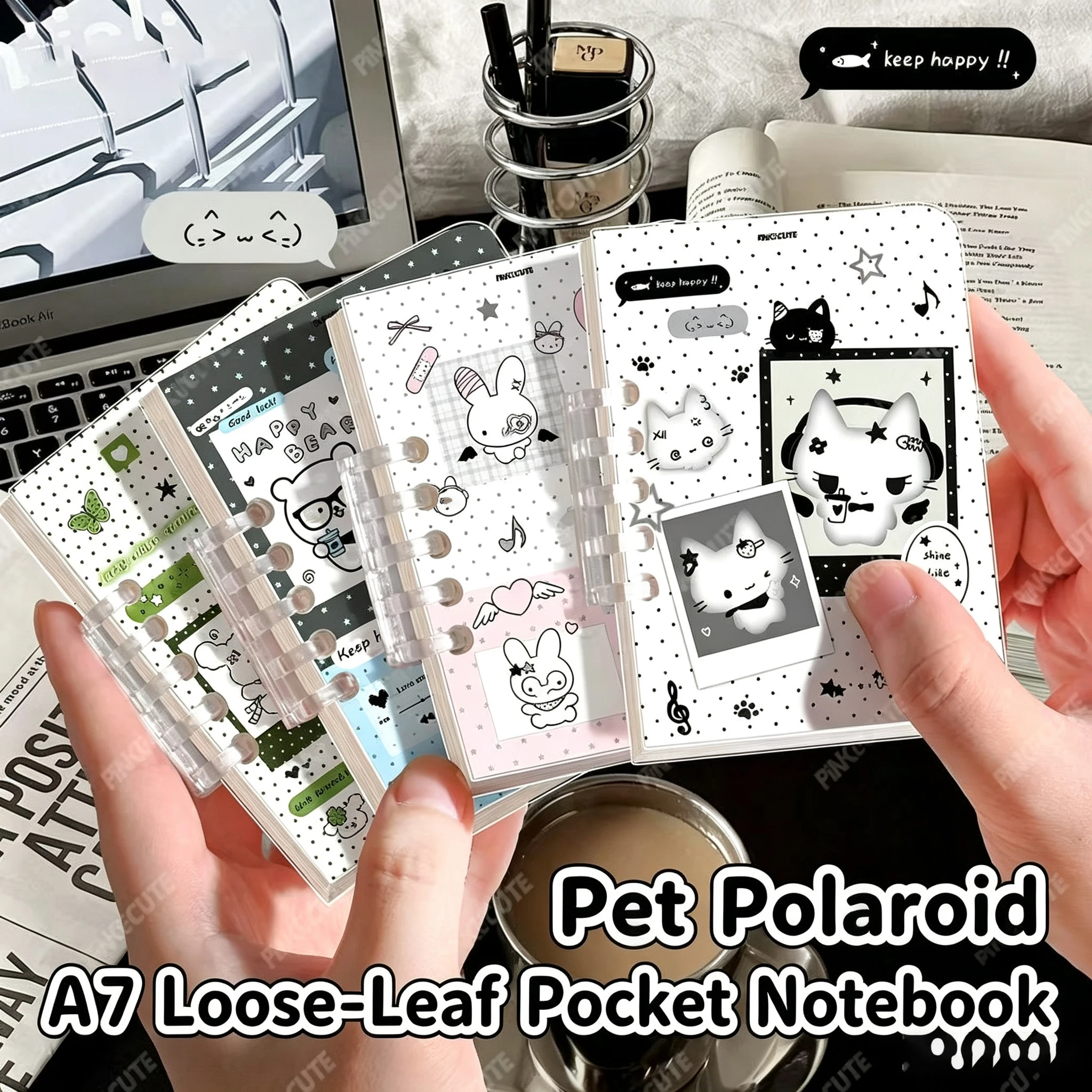 Agenda A7 non daté, mignon et simple, de style japonais, avec pages intérieures colorées de haute qualité, pour planification hebdomadaire et quotidienne.