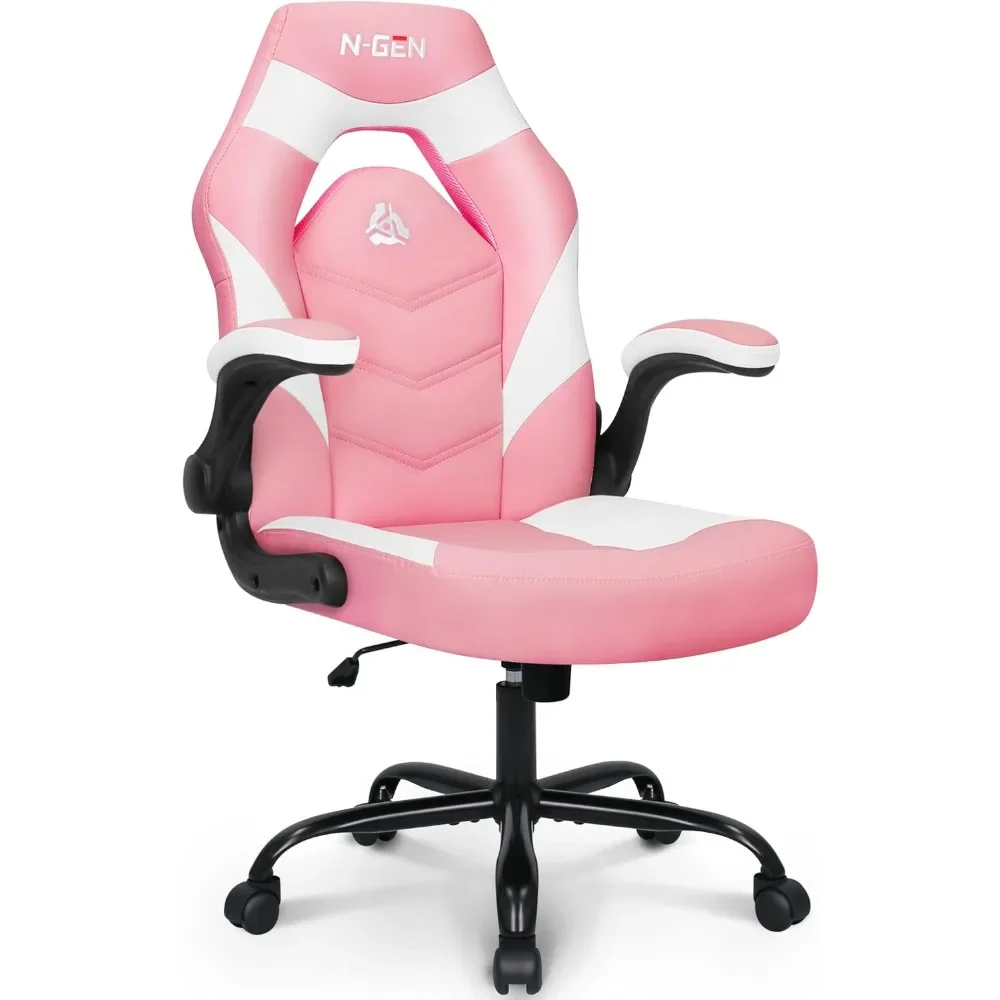 

Gaming Computer Chair Ergonomic Desk Office Chair for Adults with Lumbar Support Flip-Up Arms Adjustable Height Swivel Wheels