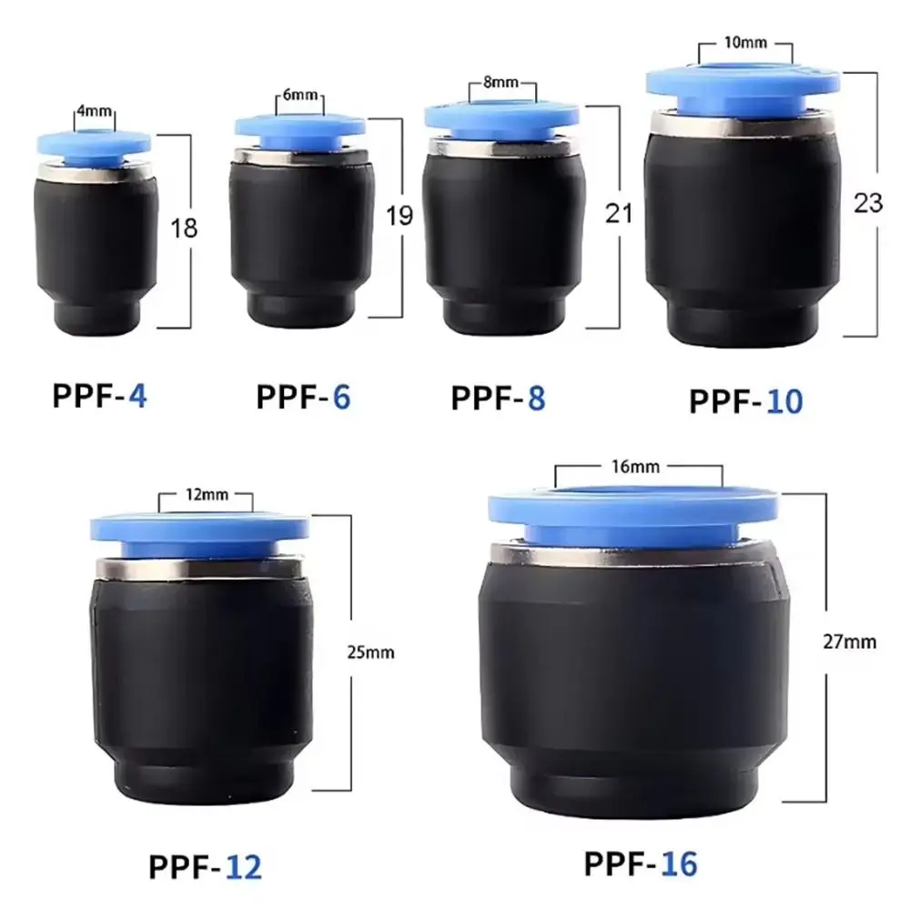 5Pcs Durable PPF Pneumatic Connector Plastic 4/6/8/10/12/14/16mm Air Hose Sealing Connector Pipe Plug Pipe Fitting