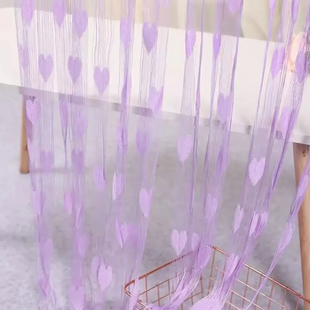 Fashion 100x200cm Line Curtain Colorful Heart-shape Cord Curtain Tassel Door Window Curtain Living Room Decoration