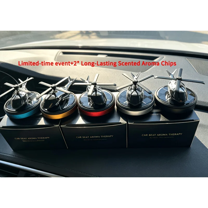 One Decorative Piece + Two Fragrance Pads, Solar-powered Rotating Aviation-style Smart Decorative Item, Car Air Freshener JJ2340