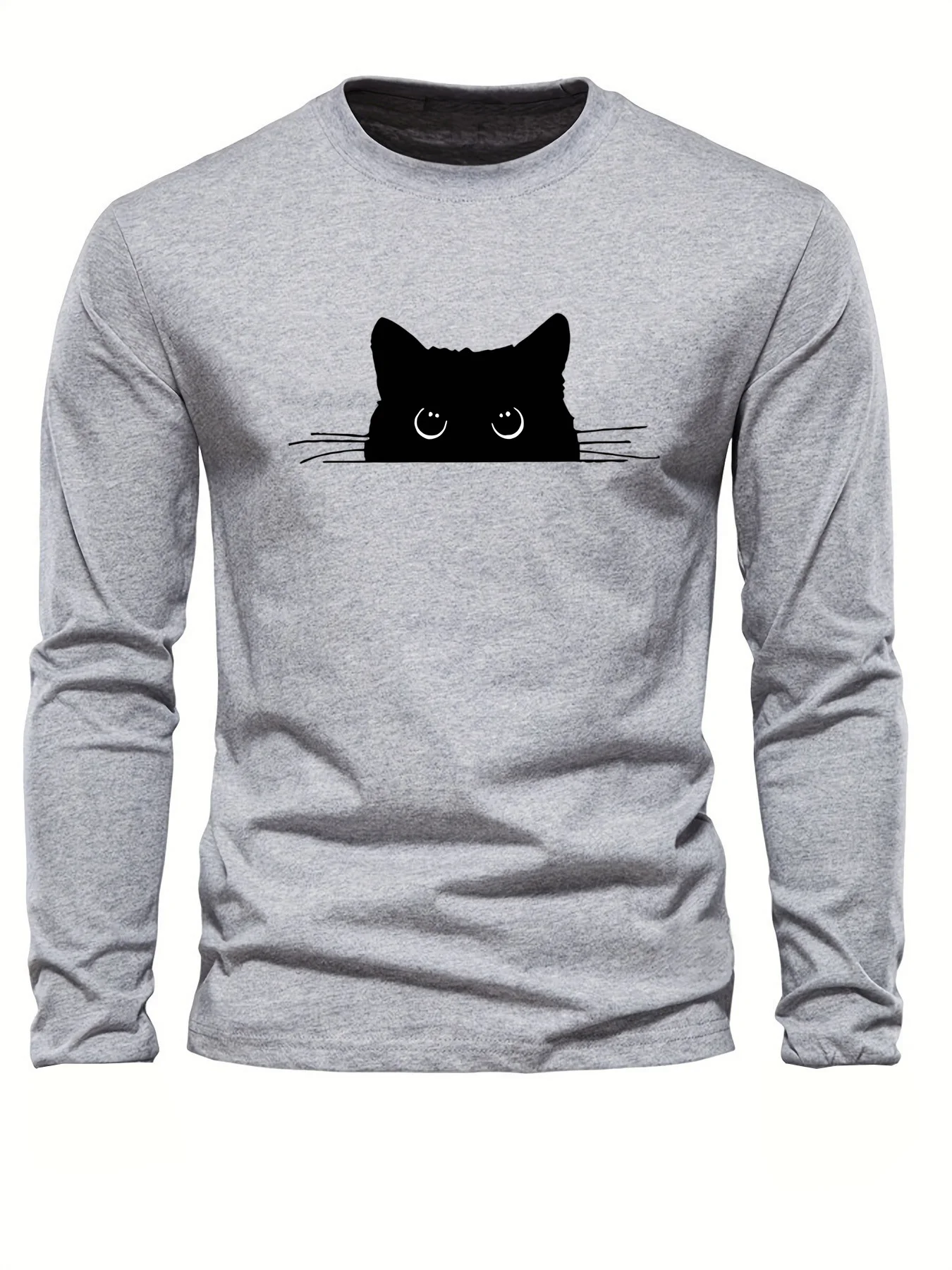 Autumn and winter 100 cotton men's top T-shirt men's long sleeved round neck loose oversized autumn and winter T-shirt top