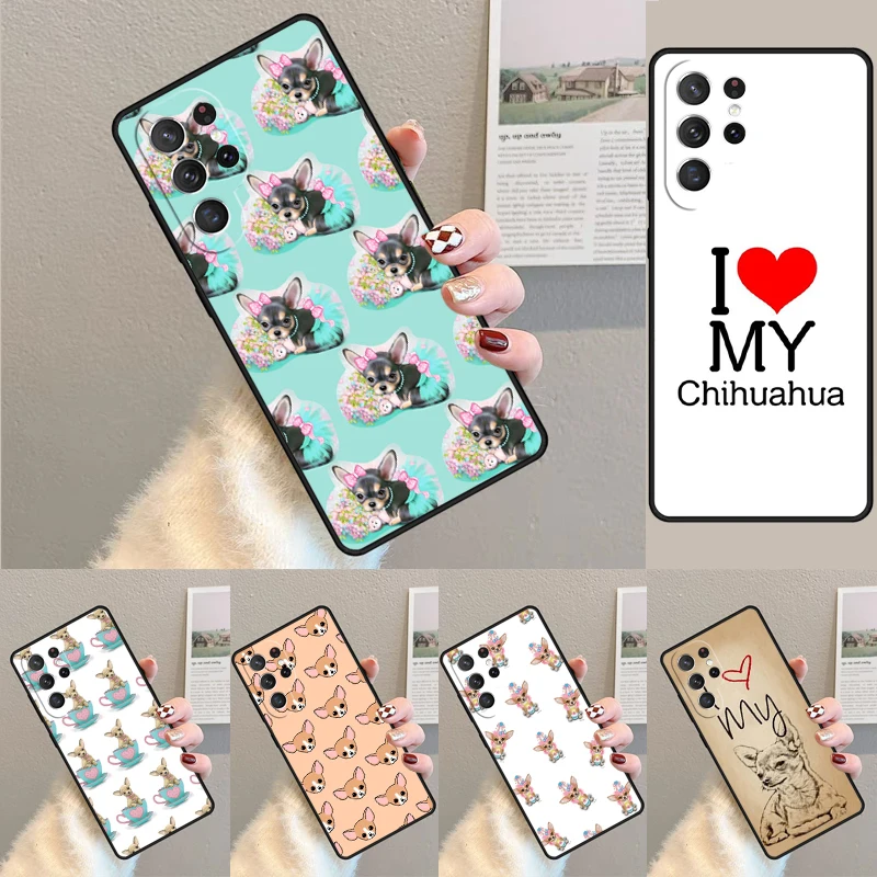 Capa de Silicone para Celular com Estampa de Cachorro Chihuahua e Pug para Samsung Galaxy Note 10 Pro S26 S25 S24 S23 S22 S21 Plus S25 Ultra