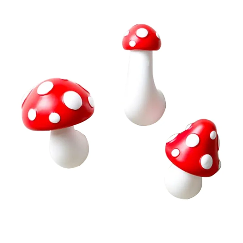 3Pc Mushroom Refrigerator Magnets Decorative, Kitchen Magnets for Office Calendar Whiteboard, Bedroom Wall Decor-Red