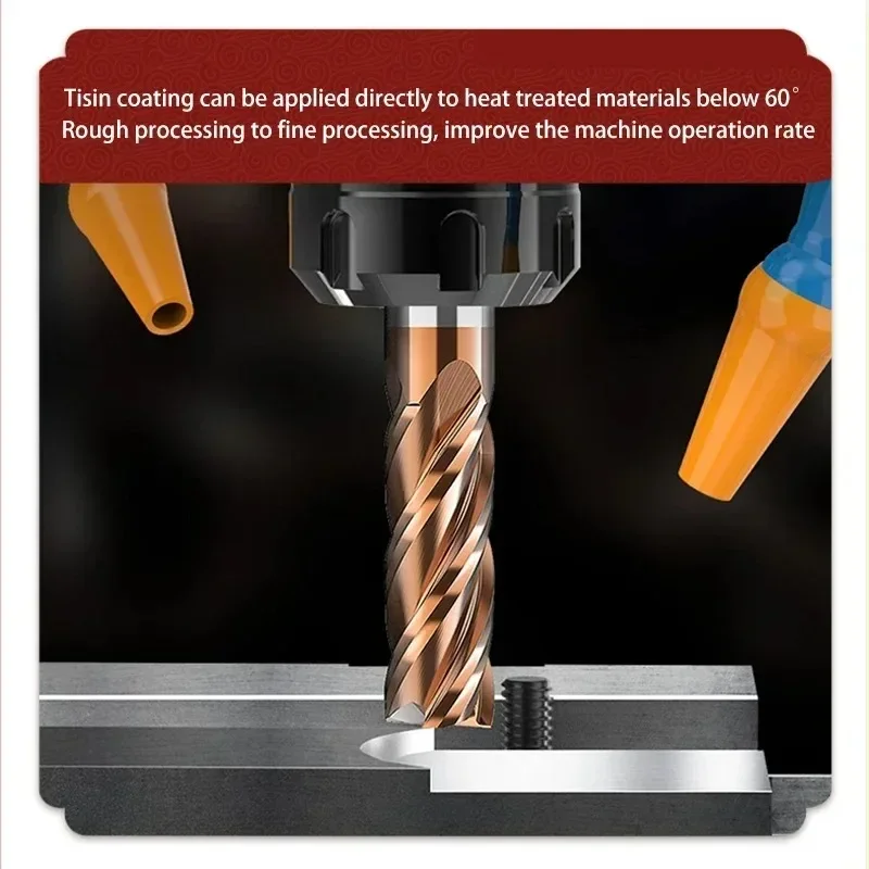 تي جي 60 °   قاطعة طحن من الفولاذ التنغستن مع طلاء Tisin لأدوات CNC