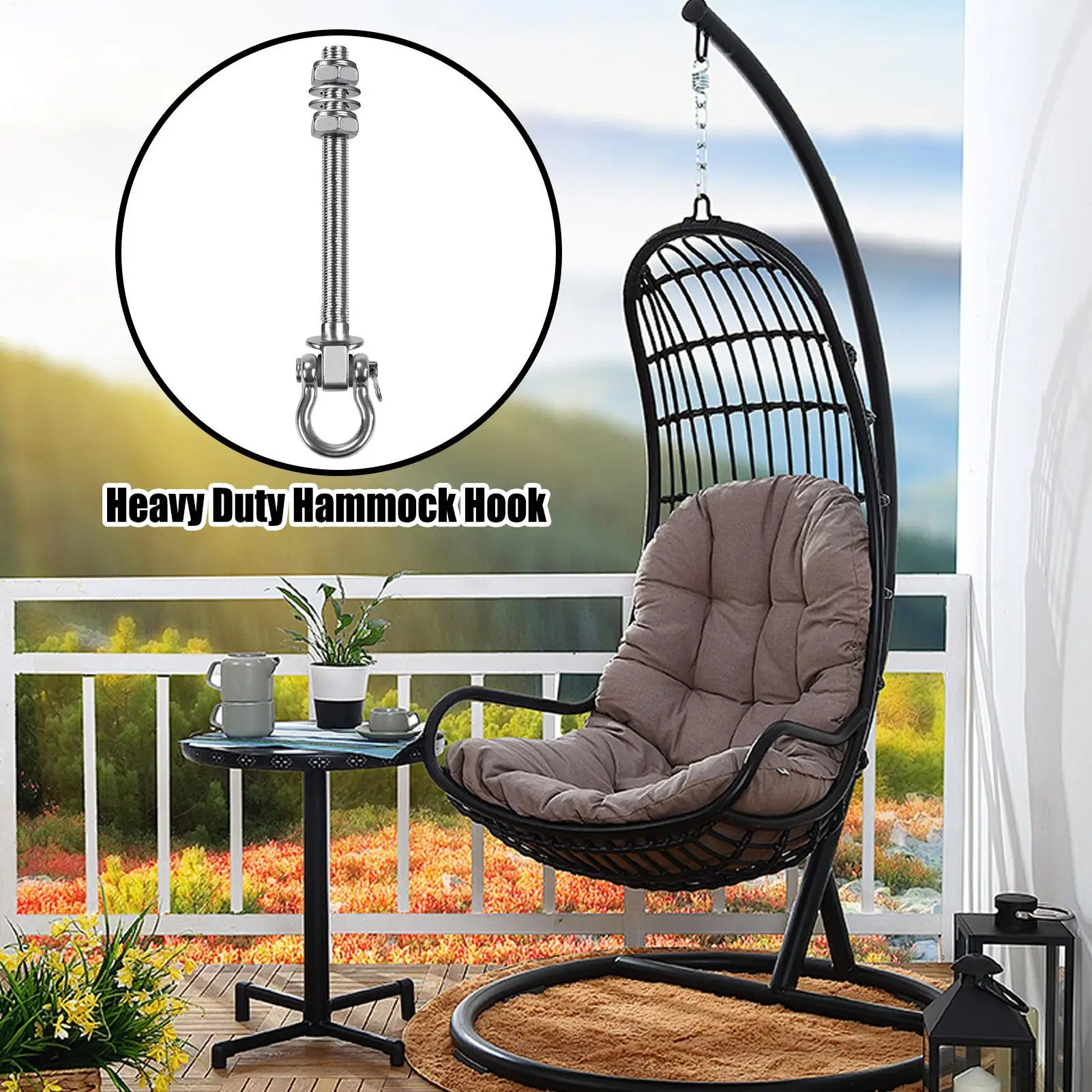 

Hammock Hooks 1500lbs Load Capacity Heavy-duty Anti-slip Mount Hanger for Backyard Swing Chair Ceiling Camping Backpacking Trips