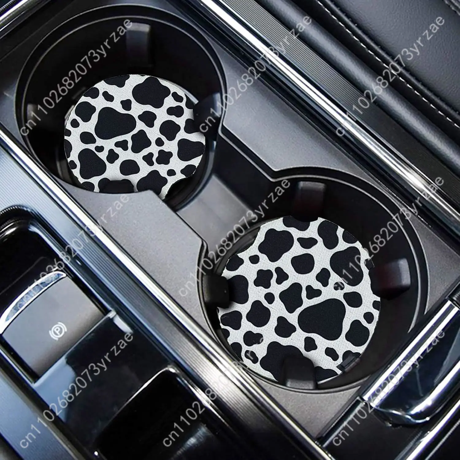 

Cow Spots Car Coasters 2pcs Absorbent Anti Slip Car Coasters Scalding Waterproof Easy Clean Car Interior Accessories