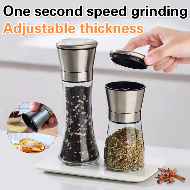 

Manual Salt Pepper Mill Adjustable Seasoning Bottle Grinder Spice Grinding Containers Adjustable Mill Shakers Kitchen Gadgets