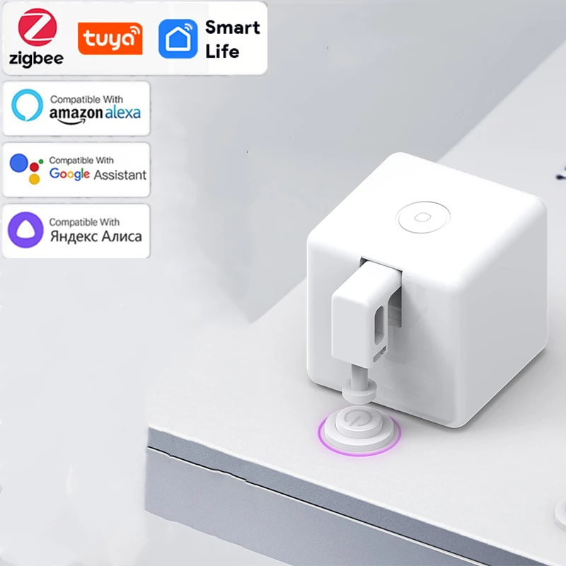 Tuya Zigbee Smart Fingerbot Plus Switch Button Pusher Touch Arms Fingerbot Smart Life Control Work with Alexa Google Home Alice