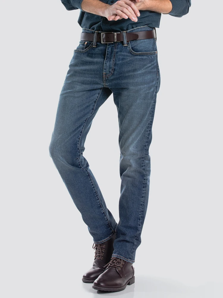 

Классические прямые джинсы для мужчин с низкой посадкой из хлопковой эластичной ткани, дышащие, удобные, для осеннего сезона