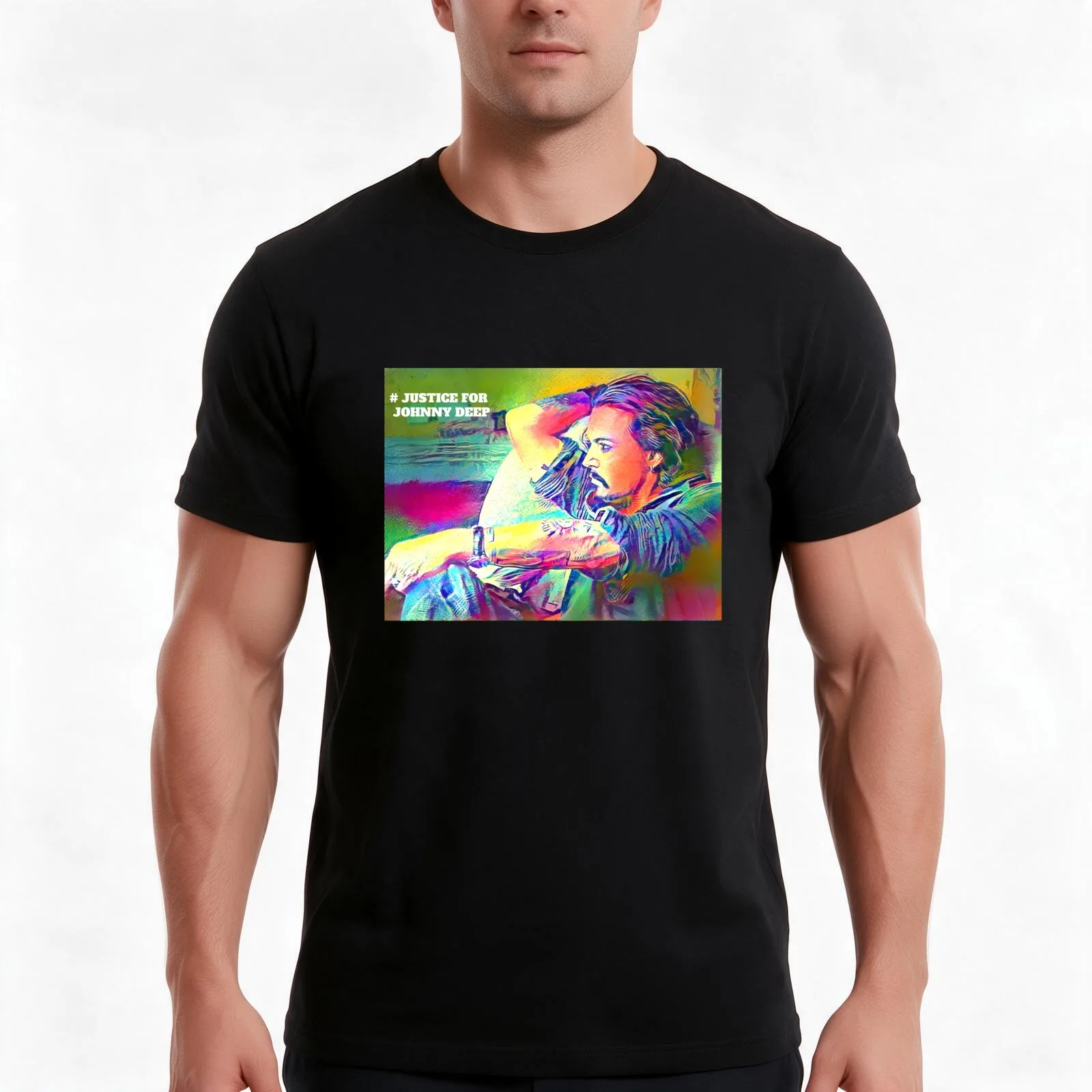 Justice For Johnny Depp T-Shirt, Funny Graphic Print Tee, Unisex Cotton Casual Short Sleeve Top