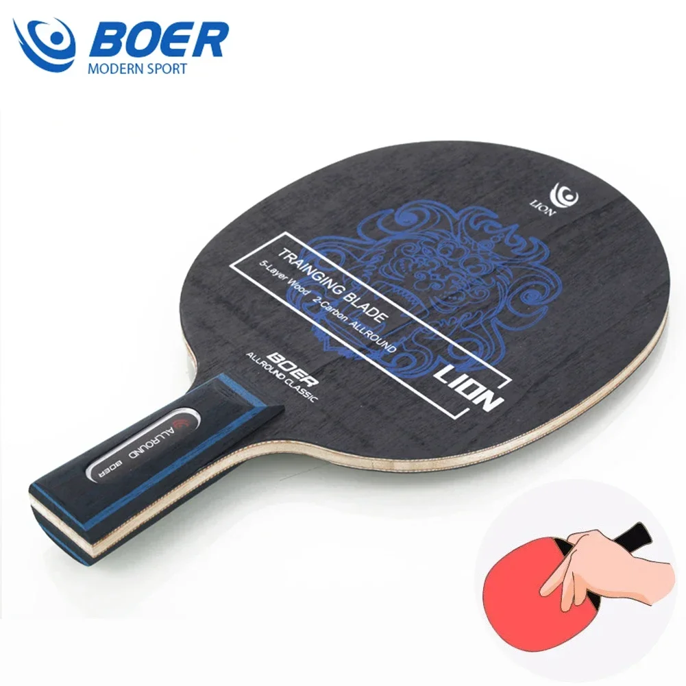 

POTEA Professional Tennis Table Racket Short Long Handle Horizontal Grip Carbon Blade 7 Ply Ping Pong Blade Racket Bottom Plate